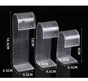 Transparent acrylic earring display stand three-piece set with dimensions 14.5cm 12cm 9cm