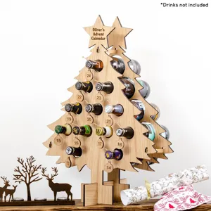Portabottiglie in Legno Albero di Natale Calendario dell'Avvento Ornamenti da Scrivania Decorazione Festiva
