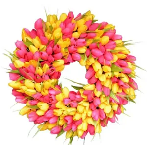 Printemps été couronne de tulipes artificielle suspendue porte décoration florale maison