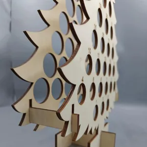 Porta vino in legno albero di Natale calendario dell'avvento decorazione artigianale display.
