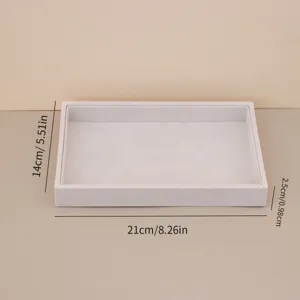 Grey velvet jewelry tray organizer 21x14x2.5cm dimension details for storage display