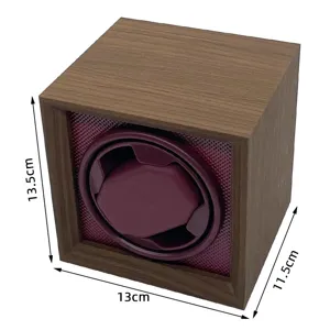Detailed measurement overview of the walnut wood watch winder: 13.5 x 13 x 11.5 cm