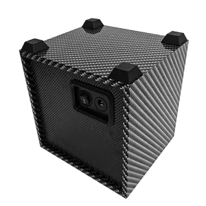 Detailed view of carbon fiber automatic watch winder showing power switch and DC charging port