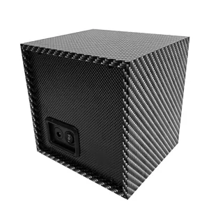 Back detail of automatic watch winder box featuring carbon fiber pattern and switch