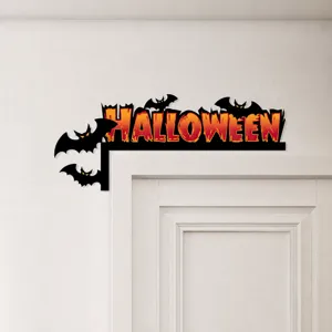 Halloween door corner decoration acrylic bat sign holiday home wall decor party props