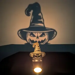 Halloween zucca cappello strega ombra portacandela scrivania decorazione creativa