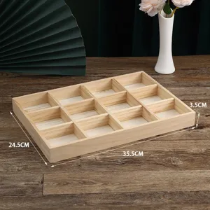 Vassoio Espositore per Gioielli in Legno Naturale Multi-Scomparto Organizzatore per Bracciali e Orologi per Negozio