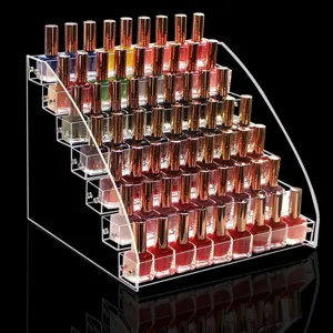 Clear Acrylic Nail Polish Rack Multi-tier Desktop Cosmetics Storage Box Splicing Display Stand Plastic Organizer For Home Shop