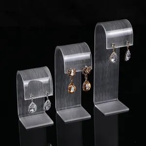 3-piece set of clear acrylic earring display stands for jewelry storage and retail
