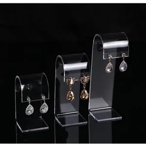 Set of 3 clear acrylic earring display stands for jewelry retail and collection