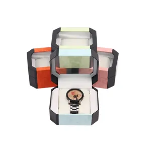 Cajas de exhibición de relojes octogonales multicolores con ventana transparente
