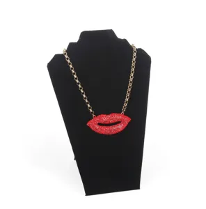 Soporte de busto para collares de terciopelo negro para exhibición de joyería