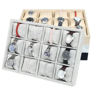 Professionele Fluwelen Horloge Sieraden Display Tray Armband Bangle Organizer Opbergdoos Vitrine Box Houder Sieraden Organisatie