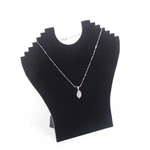 Elegante expositor de collares de terciopelo negro para joyería y almacenamiento profesional