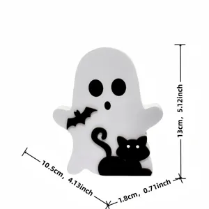 Halloween süße weiße Geist Tischdekoration mit schwarzer Katze und Fledermaus Geschenk.