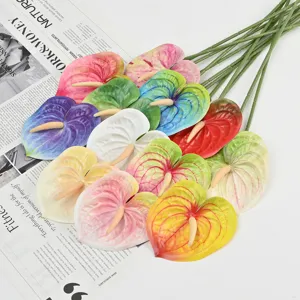 Artificial Anthurium Flower Single Branch 3D Print Fake Plant Home Wedding Decor