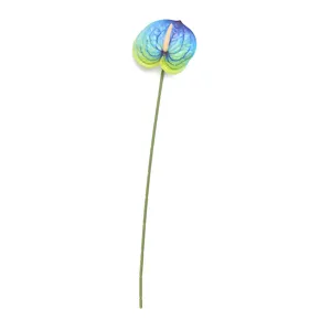 Artificial anthurium flower stem 3d printed green plant home decor wedding detail shot