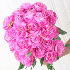 Artificial pink peony flower bouquet detail shot, perfect for home living room decor.
