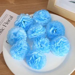 Têtes de fleurs artificielles d'œillet bleu pour bricolage, décoration et arrangements floraux.