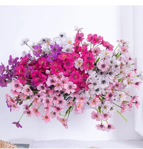 Artificial violet spring grass flower bouquet silk cloth floral decoration for wedding home