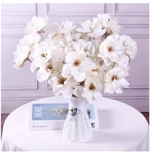 Artificial peony flower bouquet in white vase home wedding decoration faux silk floral decor