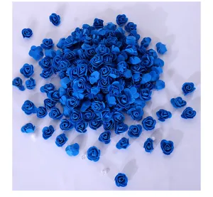 3.5cm teste di rose in schiuma artificiale blu per fai da te, decorazioni nuziali e scatole.