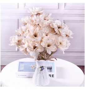 Artificial 9-head peony flower bouquet decorative silk flowers for home wedding decor.