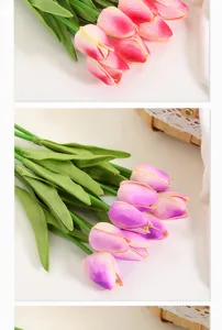 Mini PU artificial tulips bouquet for home decor wedding floral arrangement fake flowers