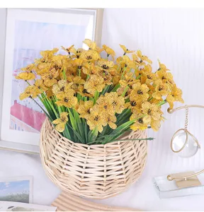Artificial spring grass flowers silk cloth violet bouquet for home wedding hotel decor.