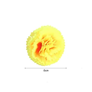 Tête de fleur d'œillet jaune artificielle en soie décoration artisanale DIY 6cm fête