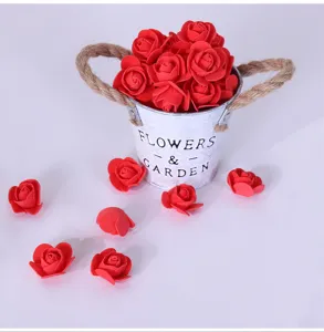 Teste di rose in schiuma artificiale, 3.5cm rosso per decorazioni matrimonio e lavori manuali.