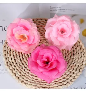 Artificial 8cm rose flower heads silk fabric pink roses for wedding party floral decoration