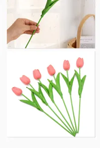 Artificial PU tulip flower bouquet for home decor and wedding party floral arrangement.