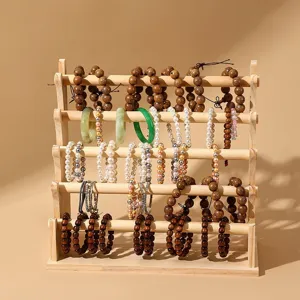 Espositore per bracciali in legno massello a 5 livelli per gioielli e accessori