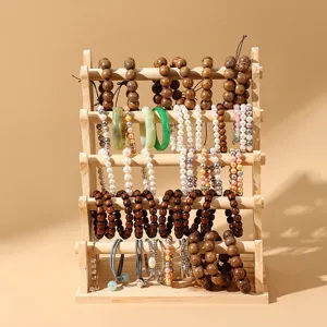 Espositore per gioielli in legno massiccio a 5 livelli per bracciali