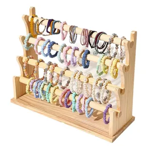 Espositore per gioielli professionale a 4 livelli in legno massello per bracciali ed elastici