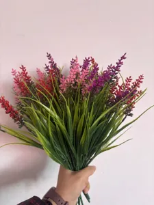 Artificial lavender bouquet plastic photo prop home decor indoor outdoor red flowers