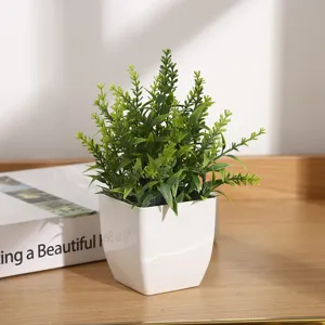 Plante en pot artificielle mini fausses feuilles vertes pot plastique maison bureau