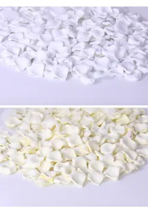Detail view of artificial white rose petals, perfect for wedding decoration and party layout.