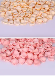Artificial rose petals detail view, non-woven fabric for wedding decoration purposes.
