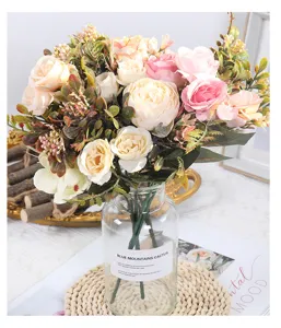Künstlicher Pfingstrosen Rosen Blumenstrauß Seidenblumen Deko Hochzeit Fotografie Requisite