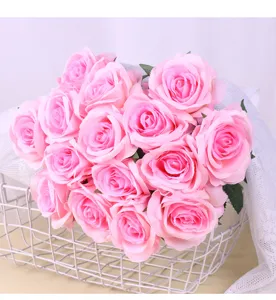 Kunstliche rosa Rosen Blumenstrauss Simulation Blumen fur Hochzeit Dekoration.