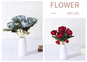 Künstliche Pfingstrose Seidenblumen Strauß im weißen Vase für Heimtextilien Hochzeit.