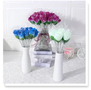 Künstliche Rosen Blumenstrauß Seide Blumenarrangement romantisches Geschenk Heimdeko