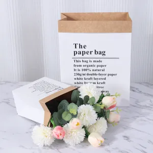 Kraftpapier Blumenstrauß Verpackungstasche, elegante englische Geschenk Papiertüte.