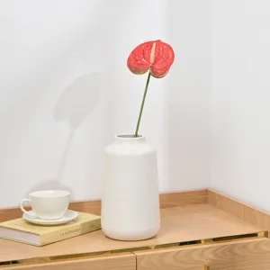 Artificial anthurium single stem red flower faux plant for home indoor decoration