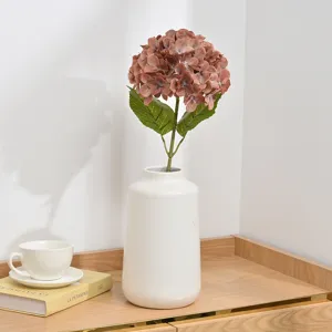 Artificial hydrangea flower in white ceramic vase desktop decor floral arrangement for home