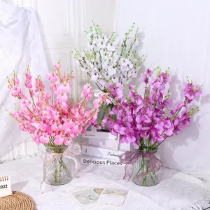Fiori di orchidea danzante artificiale decorazione casa Oncidium con elegante vaso vetro