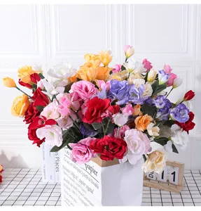 Beautiful artificial lisianthus flowers bouquet silk fake floral for home wedding decor.