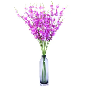 Artificial dancing orchid bouquet with glass vase for home decoration and table display sets new